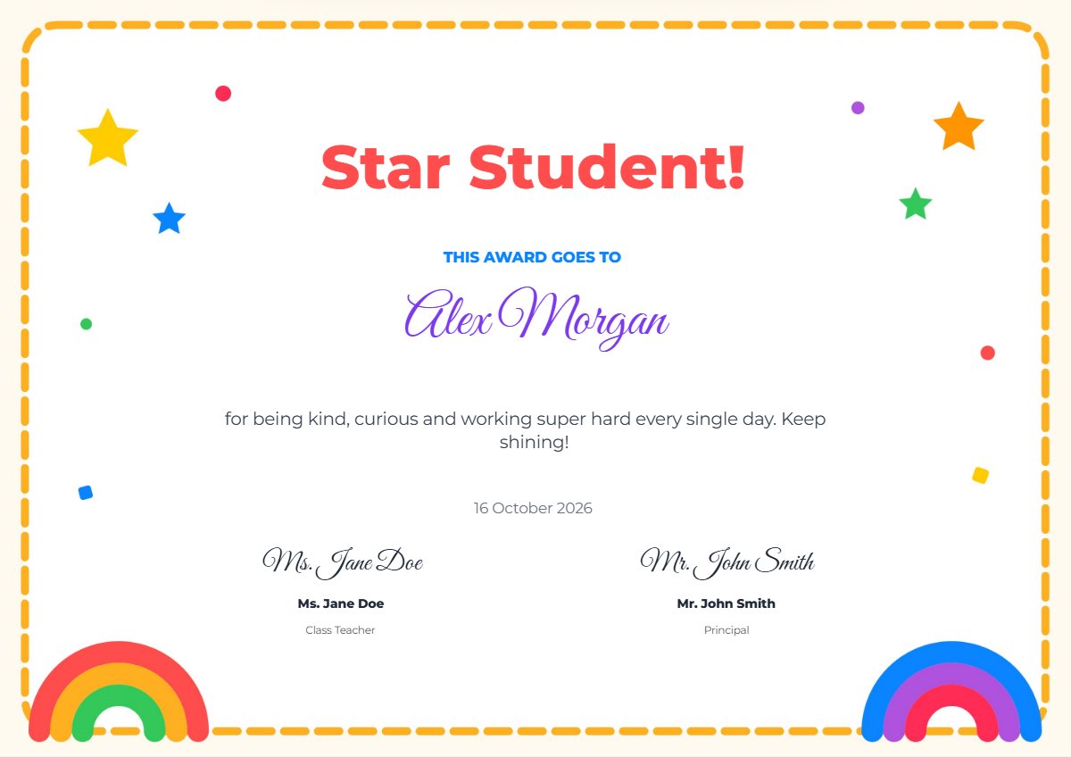 Kids certificate template preview