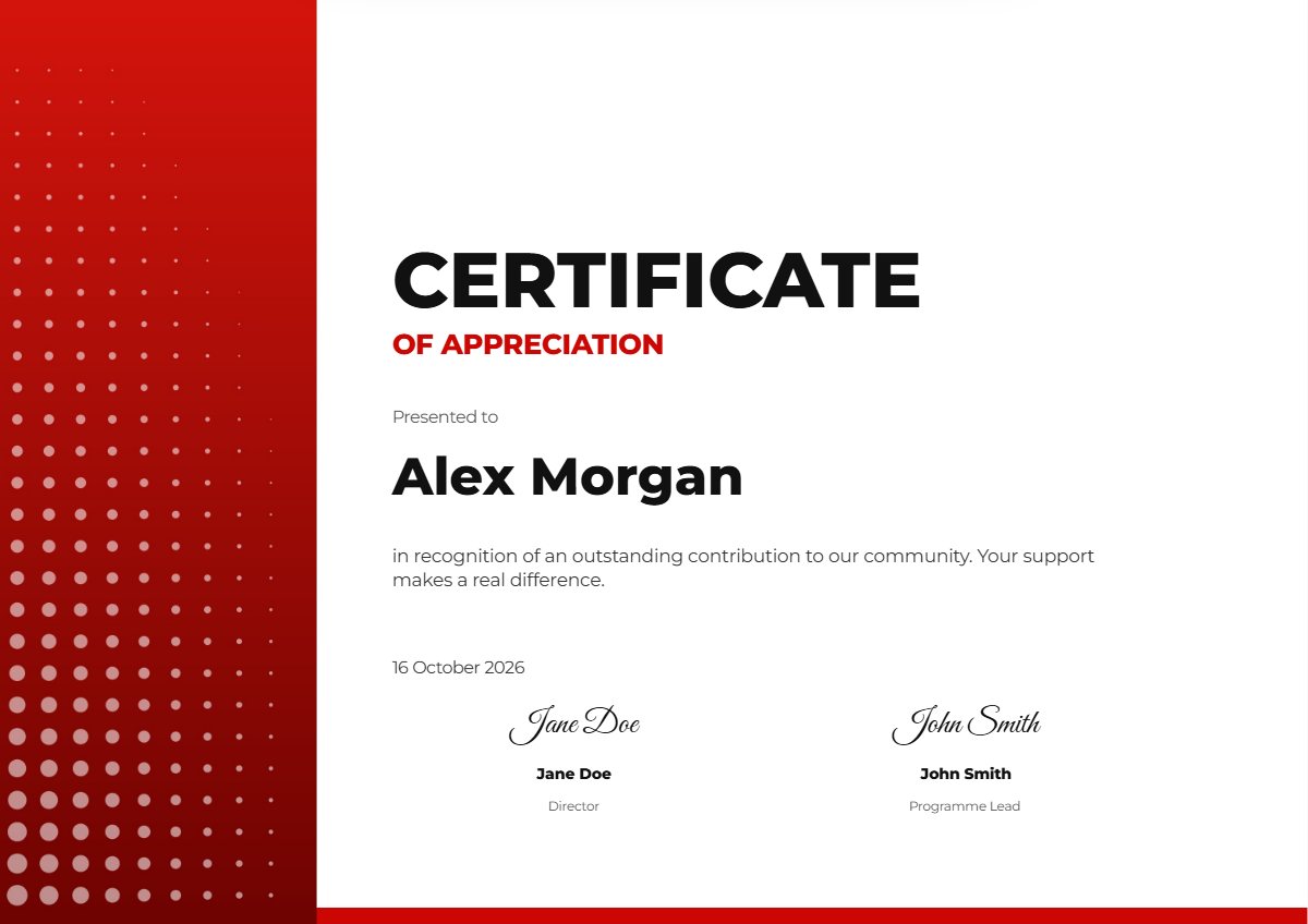 Minimal certificate of appreciation template preview